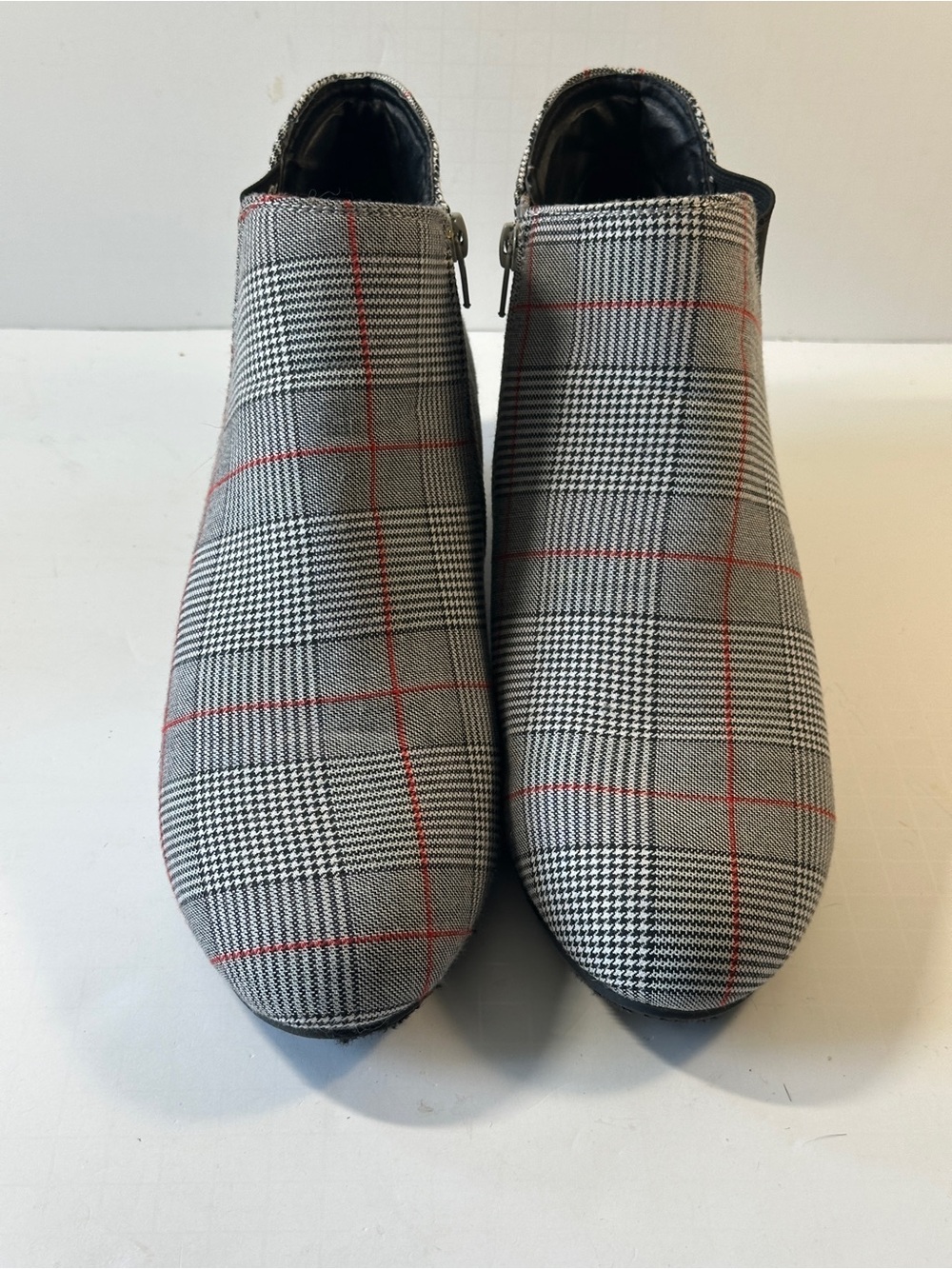It’s OK Plaid Houndstooth Wedge Ankle Booties Women’s 11M